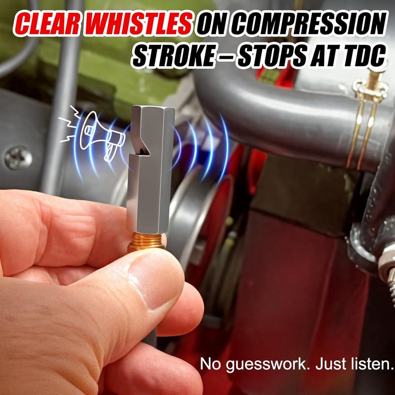 MainUseool Top Dead Center Tool 8016MRG TDC Whistle – Universal Top Dead Center Indicator with 14mm/18mm Spark Plug Ports – Top Dead Center Whistle for Distributor Installation, Timing & Valve Adjustment - Image 2